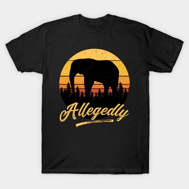 Allegedly Elephant Gentle Giant Tusker Retro Distressed Sunset T-Shirt by BadDesignCo